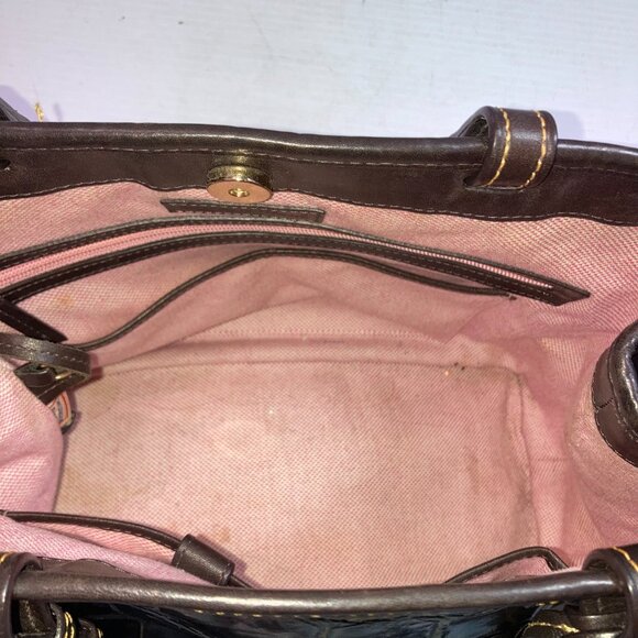 DOONEY & BOURKE Black Croc Embossed Leather Tote Bag w/Clutch and Keychain - Picture 10 of 16